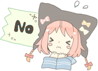 👎 No Anime, Dessin animé, Non, Mignon, Sticker telegram sticker