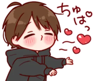 🏄‍♂ ちゃっは〜 mono, anime, saludo, corazones, kawaii, dibujos animados whatsapp sticker