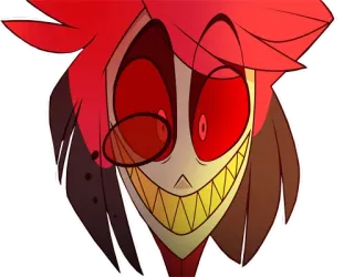 😁 Alastor Hazbin Hotel iblis, kartun, jahat, senyum, merah telegram sticker