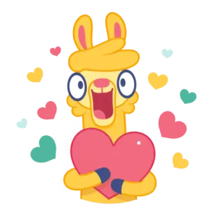😍 Lama, Herz, Liebe, Süß, Cartoon telegram sticker