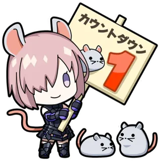 1️⃣ カウントダウン Anime, Manga, Hitung Mundur, Tikus, Lucu, Kawaii telegram sticker