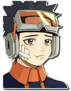 😢 anime, sad, goggles, sticker, character telegram sticker