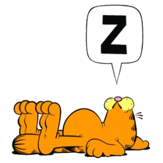 😴 Garfield Z cat, sleepy, lazy, cartoon whatsapp sticker