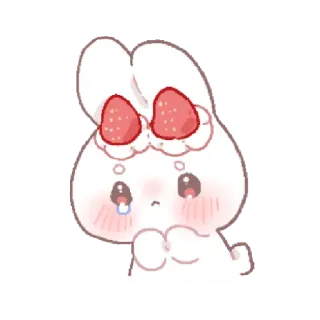 🍓 coelho, fofo, kawaii, triste, morango whatsapp sticker