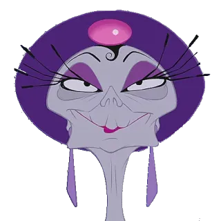 😏 Yzma The Emperor's New Groove ตัวร้าย, ดิสนีย์, ชั่วร้าย, แอนิเมชั่น, สีม่วง telegram sticker