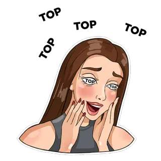 😍 TOP mujer, dibujo animado, pegatina, expresión, top telegram sticker