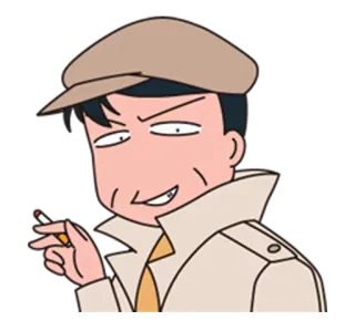 😎 Dessin animé, Détective, Homme, Fumeur, Personnage telegram sticker