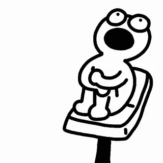 😦 Cartoon, Figur, Aufkleber, Sitzend, Zeichnung, Schwarzweiß, Illustration telegram sticker