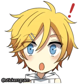 😯 @stickerzgram Аниме, Стикер, Мультфильм, Мальчик, Блондин, Восклицательный знак telegram sticker