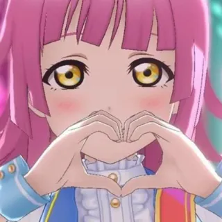 ❤️ Anime, Serce, Dziewczyna, Różowe włosy, Słodkie whatsapp sticker
