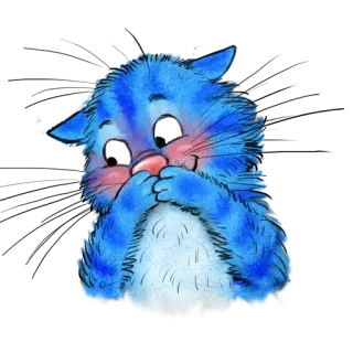 😌 cat, animal, cartoon, cute, kawaii, blue telegram sticker