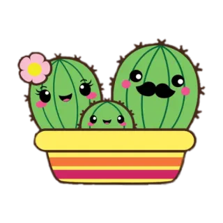 👪 Kaktus, Familie, Kawaii, Süß, Pflanze, Blume, Wüste, Sukkulente telegram sticker