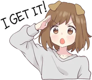 👍 I GET IT! perro, chica anime, saludo, exclamación, lindo, feliz telegram sticker
