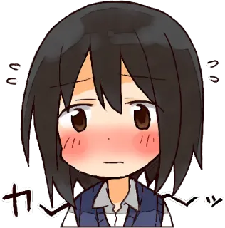 😳 シ〜ン Anime, Desenho animado, Menina, Corar, Envergonhada, Mangá, Japonês telegram sticker