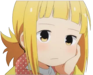 😑 Anime, Ragazza, Cartone animato, Triste, Carino, Espressione telegram sticker