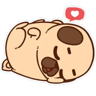 😴 หมา, ปั๊ก, สัตว์, น่ารัก, รัก, หัวใจ, การ์ตูน whatsapp sticker