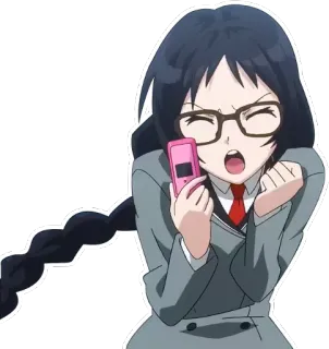 📱 anime, woman, glasses, school uniform, phone whatsapp sticker