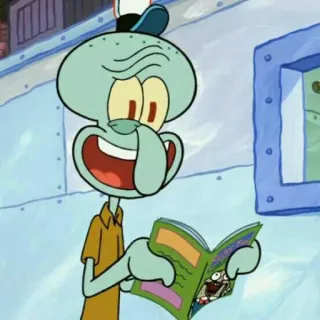 ⚓️ Squidward SpongeBob SquarePants calamar, mer, dessin animé, Nickelodeon, drôle, bande dessinée, personnage telegram sticker