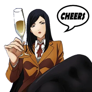 🍻 CHEERS Anime, Mujer, Salud, Brindis, Celebración, Bebiendo whatsapp sticker
