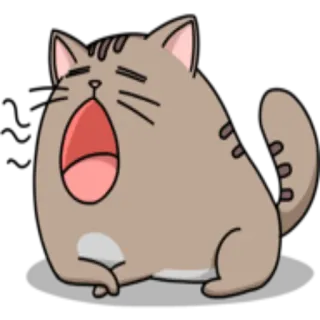 😴 gatto, sbadiglio, assonnato, stanco, cartone animato, animale whatsapp sticker