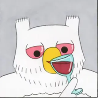 🍷 burung hantu, kartun, anggur, minum whatsapp sticker