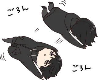 😵 ごろ〜ん Anime, allongé, ごろ〜ん, Kawaii, mignon telegram sticker
