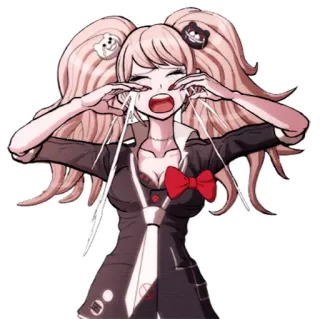 😭 Junko Enoshima Danganronpa anime, płacz, dziewczyna, postać, różowe włosy telegram sticker