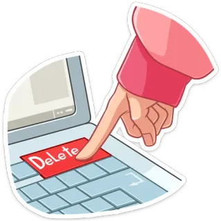 ❌ Delete supprimer, ordinateur, clavier, bouton, main, doigts whatsapp sticker