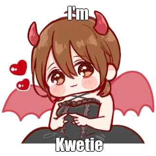 🤔 I'm Kwetie kawaii, anime, diavolo, carino, cuore whatsapp sticker