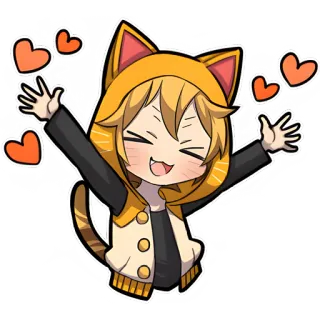🥰 고양이, 애니메이션, 귀여운, 하트, 카와이, 만화, 스티커 telegram sticker