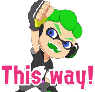 👉 This way! splatoon, видеоигра, стикер, сюда whatsapp sticker
