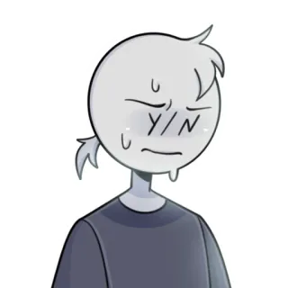 😕 Y/N потеет, нервный, мультфильм, простой, серый telegram sticker