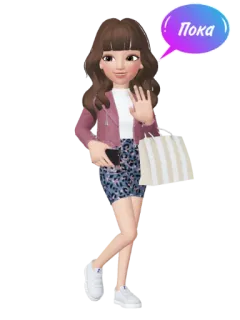 🙋 Пока desenho animado, Zepeto, feminino, aceno, saudação, russo, personagem, avatar whatsapp sticker
