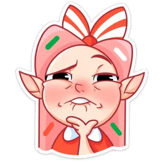 🤔 dibujos animados, ilustración, pegatina, rosa, elfo, lindo telegram sticker