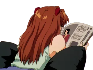 😀 anime, reading, woman, girl, newspaper, relaxed telegram sticker