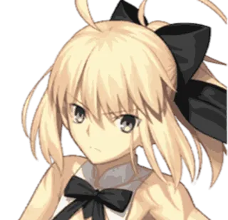 👑 Saber Fate/stay night อนิเมะ, ผมสีทอง, โบว์, ตัวละคร, เซเบอร์, Fate/stay night telegram sticker