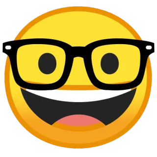 🤓 emoji, wajah, kacamata, senyum, kutu buku telegram sticker