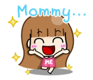 🐥 Mommy... cartoon, girl, mommy, cute whatsapp sticker
