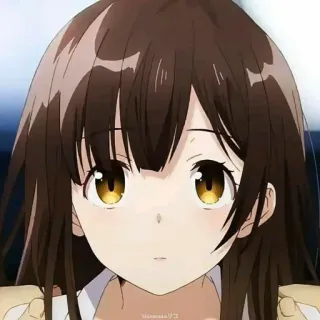 🌷 anime, garota, cabelo castanho, retrato whatsapp sticker