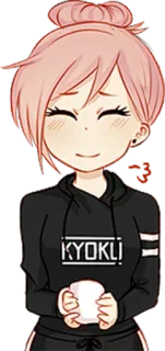 😊 KYOKU! Anime, Cartone animato, Ragazza, Caffè, Carino whatsapp sticker