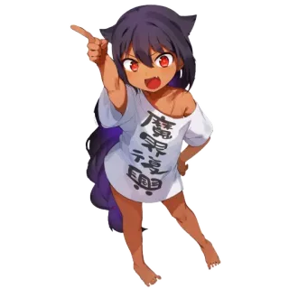 ☝️ 廢 棄 特 價 fille anime, t-shirt, oreilles de chat, personnage de dessin animé, illustration telegram sticker