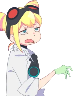 🤨 anime, ragazza, cartone animato, scienziata, laboratorio, bionda, guanti, occhiali telegram sticker
