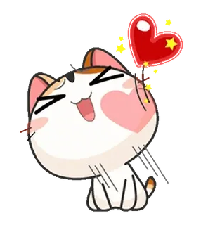 ❤️ kot, zwierzę, słodki, serce, kreskówka, naklejka whatsapp sticker