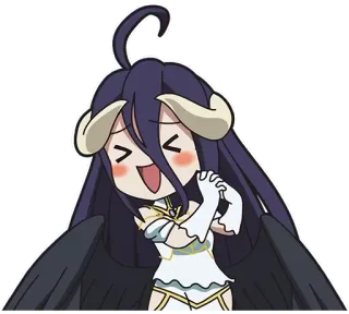 🥰 Albedo Overlord anime, chibi, sticker, female, demon, happy telegram sticker