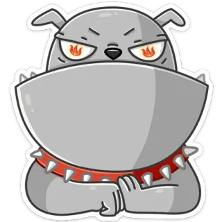 😡 chien, en colère, dessin animé, autocollant, animal, bouledogue whatsapp sticker
