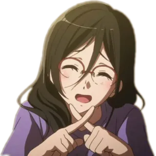 😅 Anime, Menina, Óculos, Personagem, Feliz, Sorrindo telegram sticker