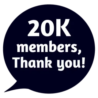 😵 20K members, Thank you! celebração, membros, obrigado, comunidade, apreciação telegram sticker