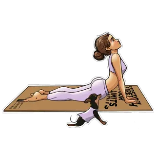 😊 STRETCH YOUR LIMITS Yoga, Fitness, Perro, Ejercicio, Estiramientos, Mujer telegram sticker