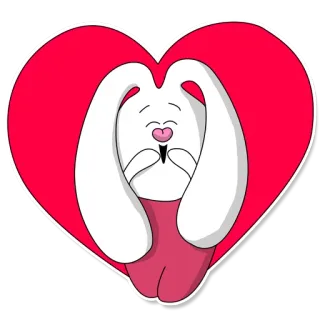 ❤ зайчик, сердце, милый, животное, мультик, стикер telegram sticker