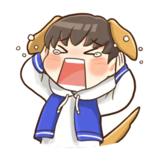 😭 Chibi, Orelhas de cachorro, Chorando, Anime, Desenho animado telegram sticker